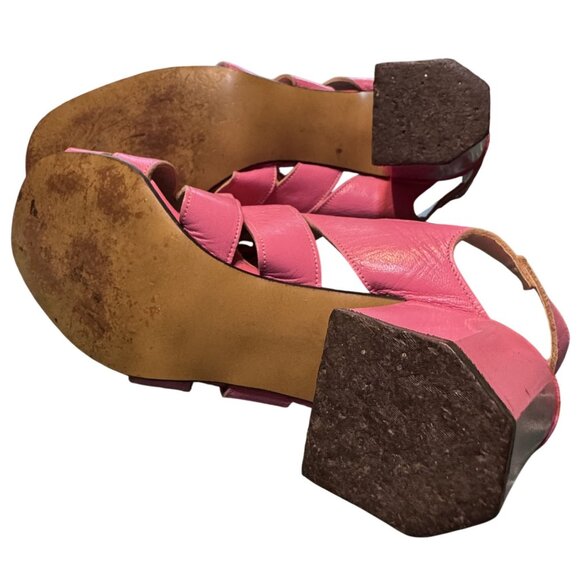 Vintage 1940 Miss America Pink Gladiator High Heel Sandals With Lace-Up Design - Picture 3 of 5